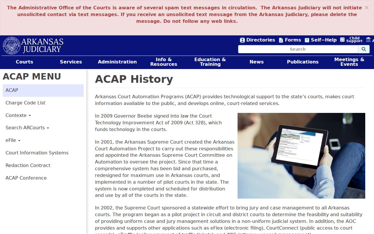 Arkansas court technology history behind Columbia County docket search