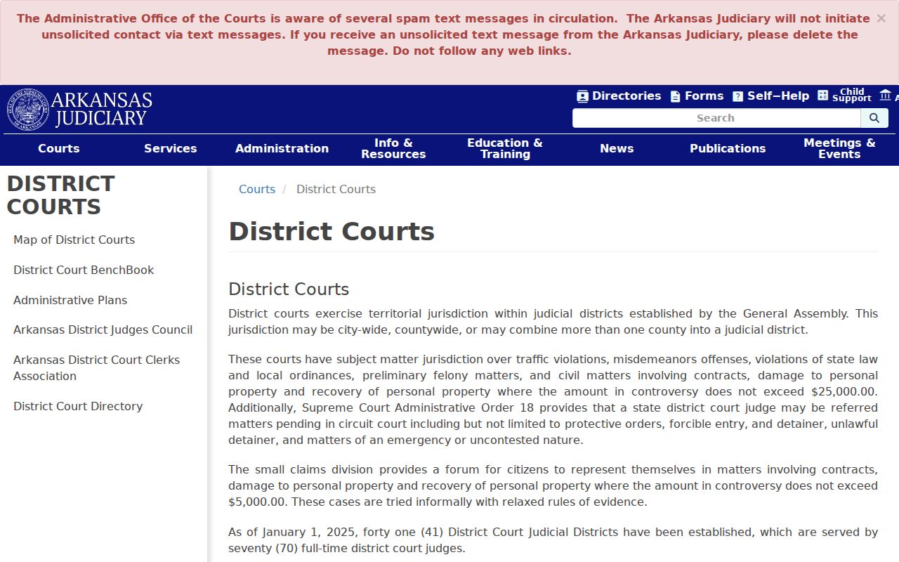 District Court structure for Columbia County civil court dockets